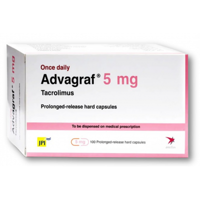 ADVAGRAF 5 MG ( TACROLIMUS ) 100 PROLONGED-RELEASE HARD CAPSULES
